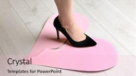  Presentation with broken heart - Theme enhanced with foot stomping - woman stepping on broken paper background and a lemonade colored foreground