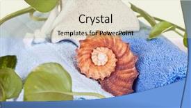  Presentation with pearls - Beautiful slides featuring foot stone pearls stones and two folded blue towels with seashell on top backdrop and a yellow colored foreground