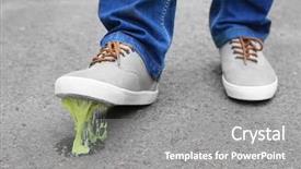  Presentation with chewing gum - Beautiful slide deck featuring foot stuck in chewing gum backdrop and a gray colored foreground