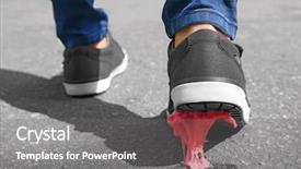  Presentation with chewing gum - Cool new presentation design with foot stuck into chewing gum backdrop and a gray colored foreground