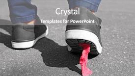  Presentation with chewing gum - PPT theme having foot stuck into chewing gum background and a gray colored foreground