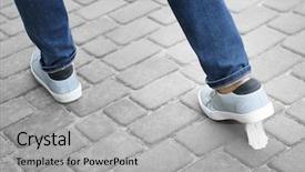  Presentation with chewing gum - Amazing PPT theme having foot stuck into chewing gum backdrop and a light gray colored foreground