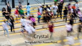  Presentation with pedestrian crossing - Cool new PPT theme with foot traffic - busy pedestrian crossing in hong backdrop and a soft green colored foreground