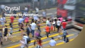  Presentation with pedestrian - Theme enhanced with foot traffic - crosswalk and pedestrian at street background and a ocean colored foreground