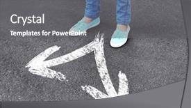  Presentation with feet - Amazing presentation theme having foot traffic - female feet standing on road backdrop and a gray colored foreground