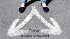  Presentation with feet - Theme featuring foot traffic - female feet standing on road background and a light gray colored foreground