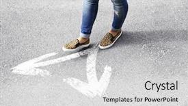  Presentation with haulage road in mining - Slide deck consisting of foot traffic - female feet walking on road background and a light gray colored foreground