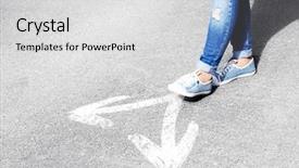  Presentation with road to failure - Amazing theme having foot traffic - female feet walking on road backdrop and a light gray colored foreground