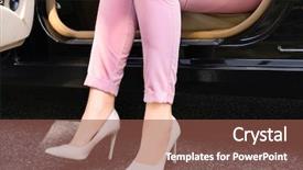  Presentation with woman car driver map - PPT theme with foot traffic - legs of woman getting background and a tawny brown colored foreground