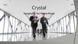  Presentation with traffic - Slide set consisting of foot traffic - moving businessmen and escalator background and a  colored foreground