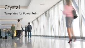  Presentation with moving art blue - PPT theme enhanced with foot traffic - moving crowd motion blur background and a light gray colored foreground