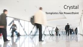  Presentation with crowd - Beautiful PPT theme featuring foot traffic - moving crowd motion blur backdrop and a sky blue colored foreground