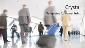  Presentation with moving art blue - Slide set with foot traffic - moving crowd motion blur background and a light gray colored foreground