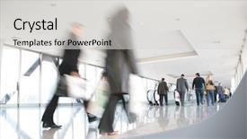  Presentation with moving art blue - Colorful presentation design enhanced with foot traffic - moving crowd motion blur backdrop and a light gray colored foreground