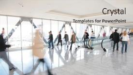  Presentation with crowd - Audience pleasing slide set consisting of foot traffic - moving crowd motion blur backdrop and a light gray colored foreground