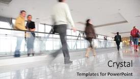  Presentation with crowd - Cool new PPT theme with foot traffic - moving crowd motion blur backdrop and a light gray colored foreground
