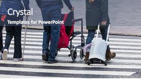  Presentation with pedestrian crossing - Cool new slide set with foot traffic - pedestrian crossing in the modern backdrop and a ocean colored foreground