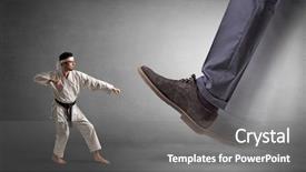  Presentation with orthopedic foot - PPT layouts having foot treading small young karate background and a  colored foreground
