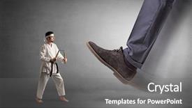  Presentation with karate - Colorful slide set enhanced with foot treading small young karate backdrop and a  colored foreground