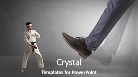  Presentation with karate - PPT layouts enhanced with foot treading small young karate background and a gray colored foreground