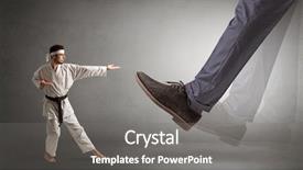  Presentation with karate - Presentation theme consisting of foot treading small young karate background and a gray colored foreground