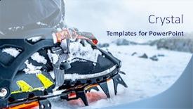  Presentation with snow mountain - Theme enhanced with foot-with-crampon-on-boot background and a sky blue colored foreground