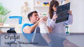  Presentation with sports injury - Beautiful slides featuring foot x ray - sports player visiting doctor backdrop and a  colored foreground