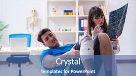  Presentation with sports doctor - Slides with foot x ray - sports player visiting doctor background and a  colored foreground