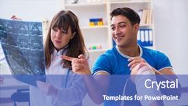  Presentation with sports doctor - Audience pleasing PPT theme consisting of foot x ray - sports player visiting doctor backdrop and a  colored foreground