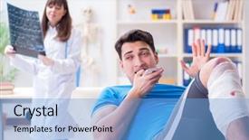  Presentation with sports doctor - Colorful slide deck enhanced with foot x ray - sports player visiting doctor backdrop and a light blue colored foreground