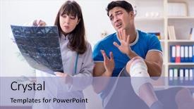  Presentation with sports doctor - Amazing presentation theme having foot x ray - sports player visiting doctor backdrop and a  colored foreground