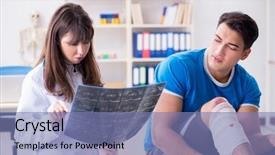  Presentation with sports doctor - Presentation consisting of foot x ray - sports player visiting doctor background and a seafoam green colored foreground