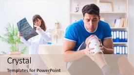  Presentation with sports injury - PPT layouts consisting of foot x ray - sports player visiting doctor background and a  colored foreground