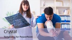  Presentation with sports doctor - Audience pleasing presentation theme consisting of foot x ray - sports player visiting doctor backdrop and a  colored foreground