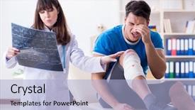  Presentation with sports doctor - Audience pleasing presentation design consisting of foot x ray - sports player visiting doctor backdrop and a  colored foreground