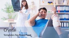 Presentation with sports doctor - Beautiful theme featuring foot x ray - sports player visiting doctor backdrop and a light blue colored foreground