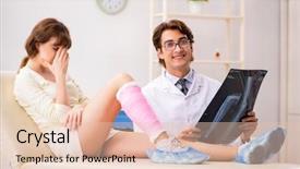  Presentation with doctor visiting family a new born - Cool new slide deck with foot x ray - young woman visiting doctor traumatologist backdrop and a lemonade colored foreground