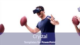  Presentation with virtual reality - Amazing slide deck having footbal player wearing virtual reality backdrop and a navy blue colored foreground