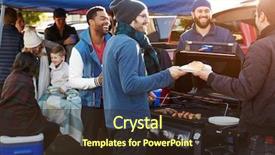  Presentation with car park - Presentation design featuring football - group of sports fans tailgating background and a wine colored foreground