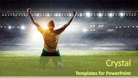  Presentation with football - Cool new PPT theme with football - he is the champ mixed backdrop and a tawny brown colored foreground