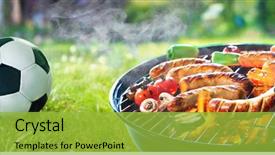  Presentation with picnic - Presentation design with football - picnic on a meadow background and a yellow colored foreground