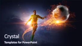  Presentation with soccer - Audience pleasing PPT layouts consisting of football - soccer player kicking ball mixed backdrop and a wine colored foreground