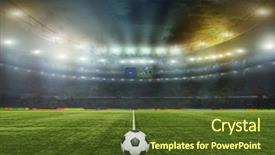  Presentation with stadium - Theme featuring football - stadium with fans the night background and a tawny brown colored foreground