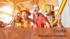  Presentation with german - Theme enhanced with football - whole family cheering background and a red colored foreground