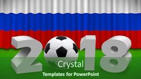  Presentation with 2018 - Audience pleasing slide deck consisting of football 2018 world championship background soccer russia backdrop and a forest green colored foreground