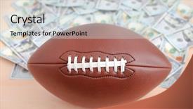  Presentation with ball sports - Colorful PPT layouts enhanced with football ball and money backdrop and a light gray colored foreground