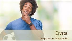  Presentation with american football - Presentation theme enhanced with serious face thinking about question background and a soft green colored foreground