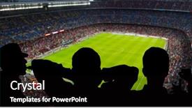  Presentation with soccer fans - Audience pleasing presentation design consisting of football barcelona - happy soccer fans backdrop and a black colored foreground