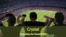  Presentation with soccer fans - Beautiful slides featuring football barcelona - happy soccer fans backdrop and a tawny brown colored foreground