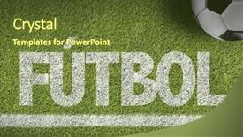  Presentation with soccer field - Presentation having football barcelona - soccer field with the text background and a tawny brown colored foreground